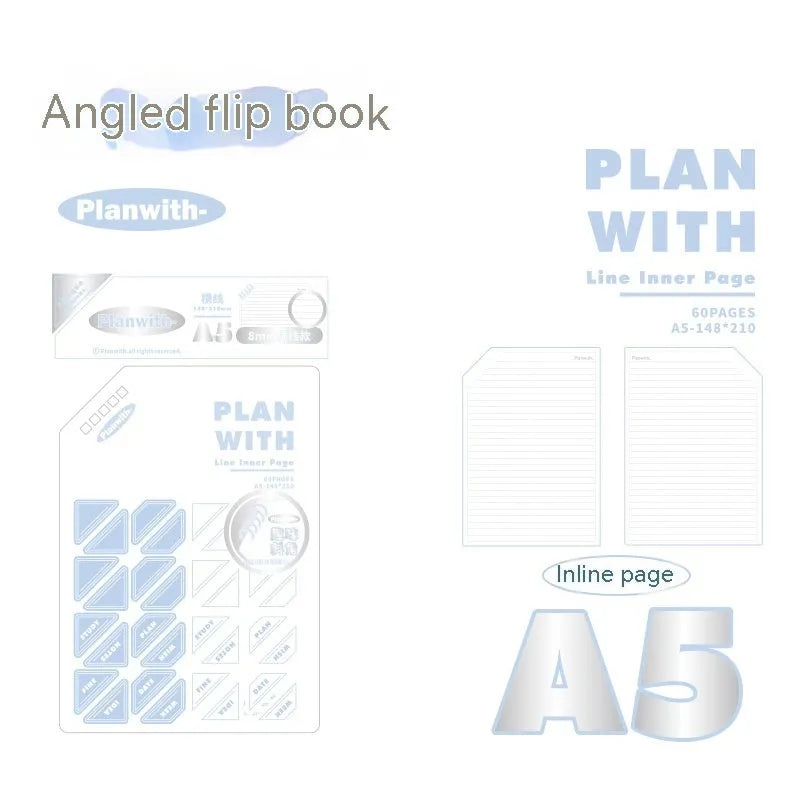 A5 and B5 draft notebooks with white, plaid, and blue covers for student art projects.