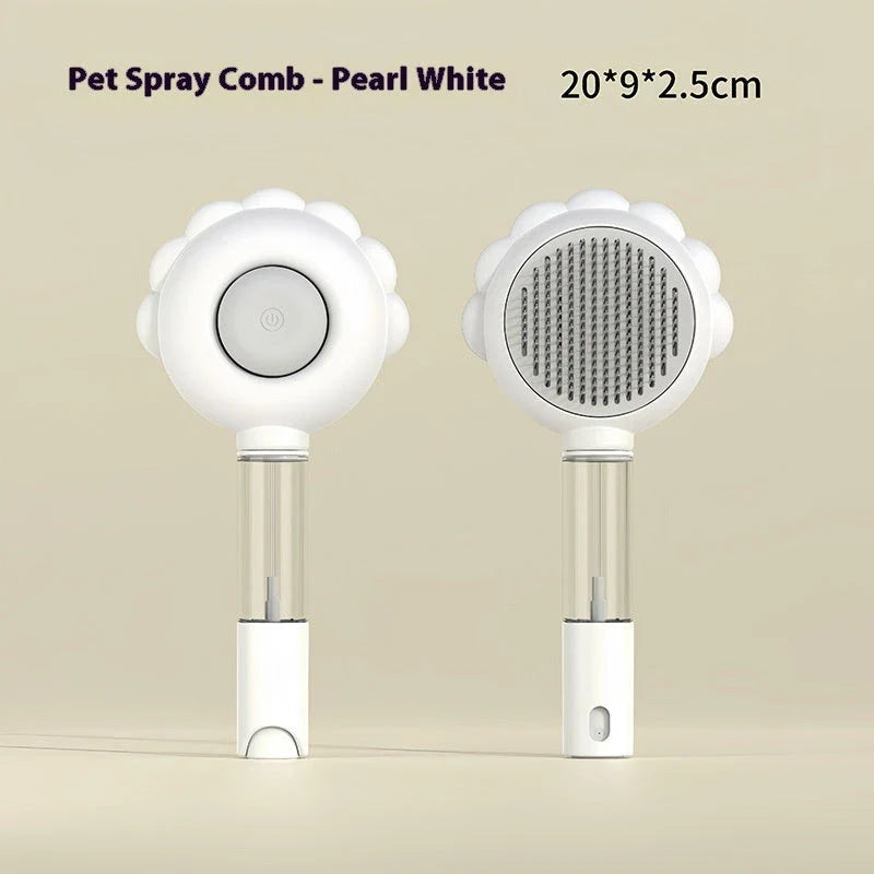 Self-cleaning dog grooming brush with curved comb teeth designed to gently remove excess hair and detangle your pet's coat