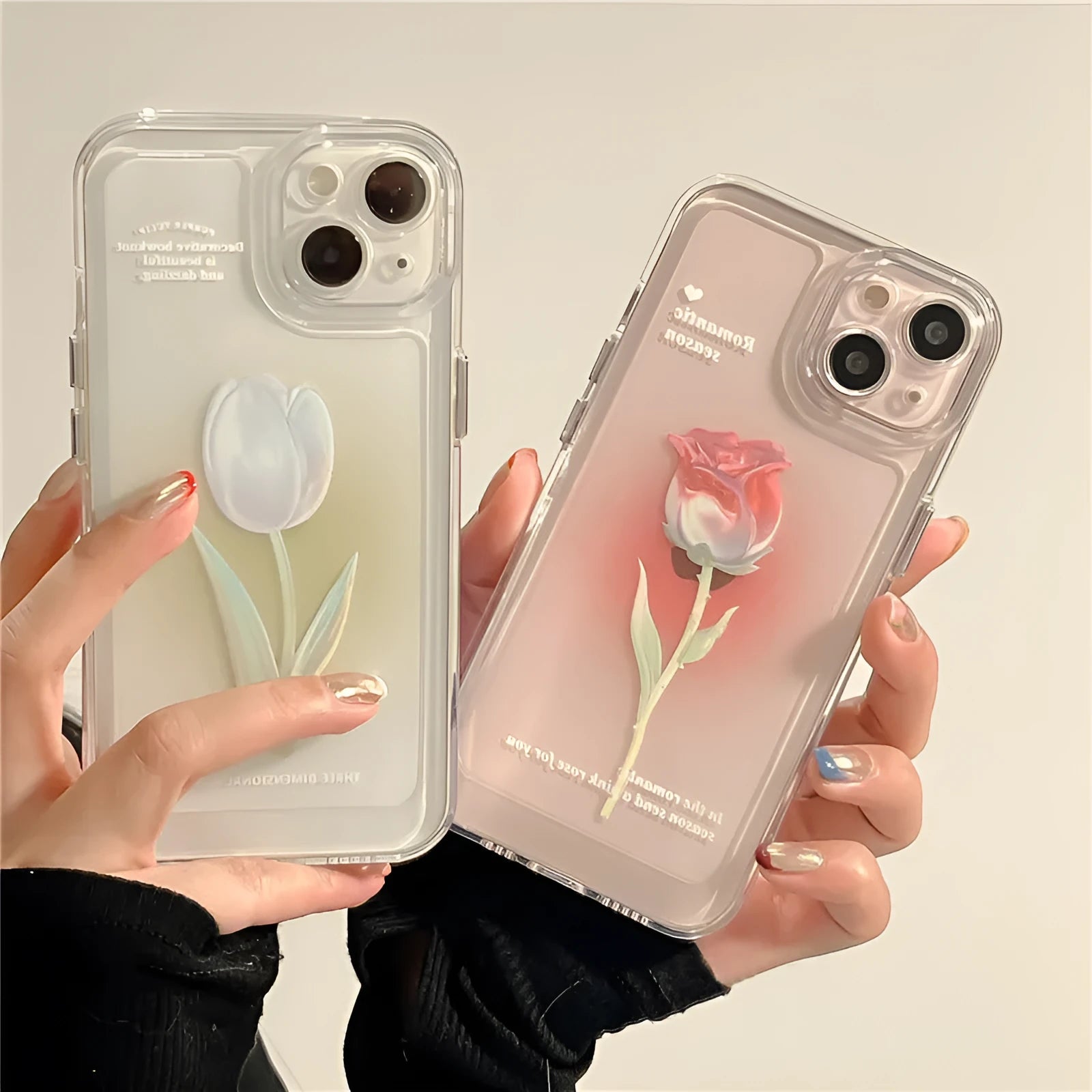 Tulip all-inclusive shockproof iPhone case in gradient rose or tulip colour showing full phone coverage