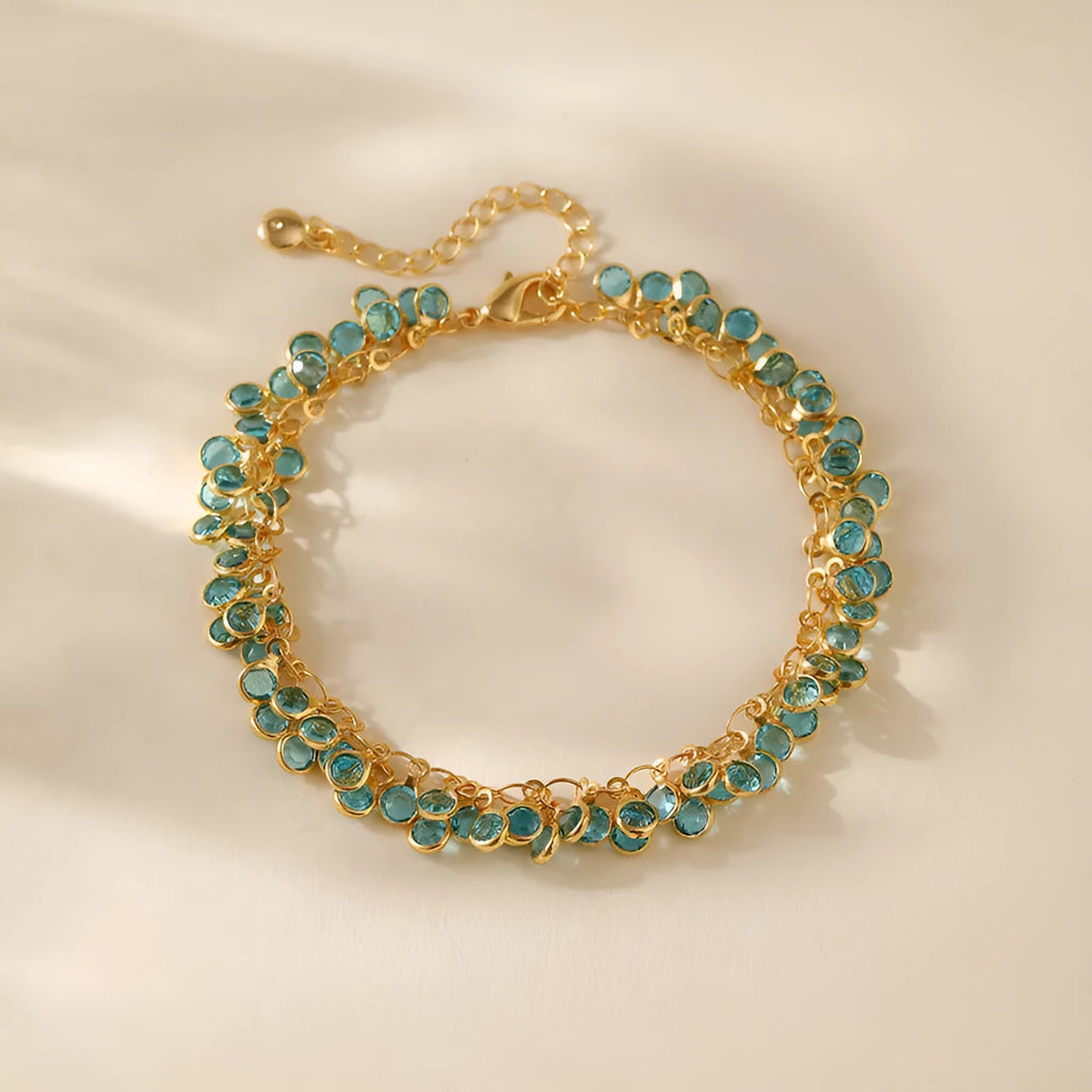 Women's multi-layer geometric bracelet with copper base and 18K gold purity, KB0586 colour