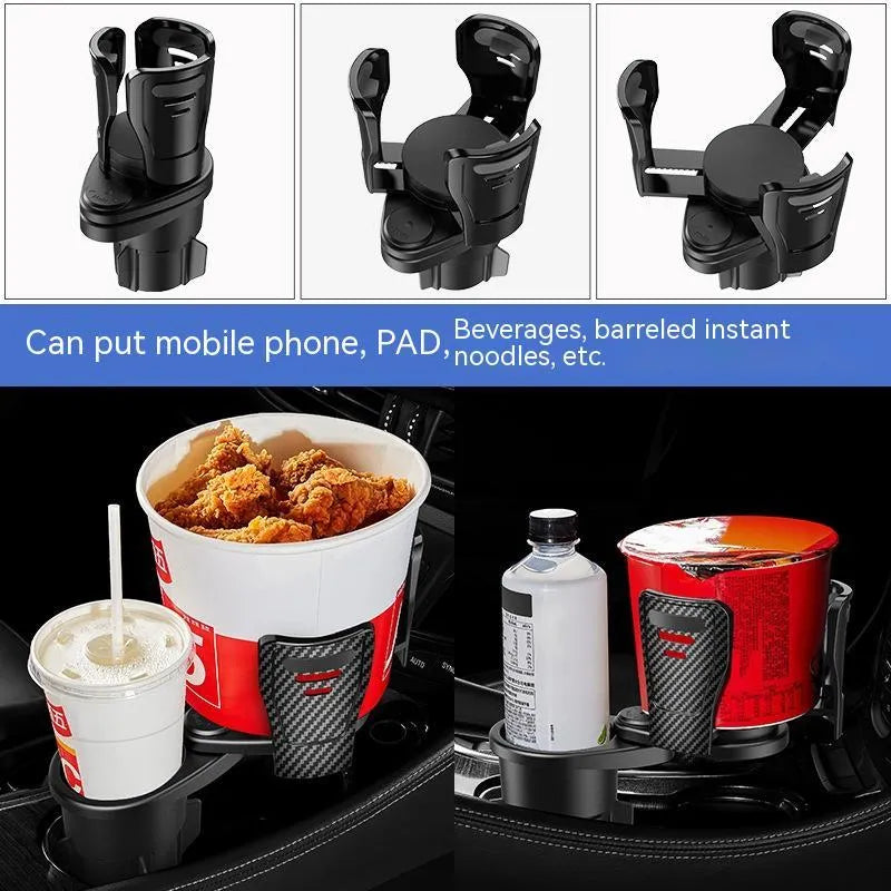 Second generation upgraded car cup holder in carbon fibre matte finish