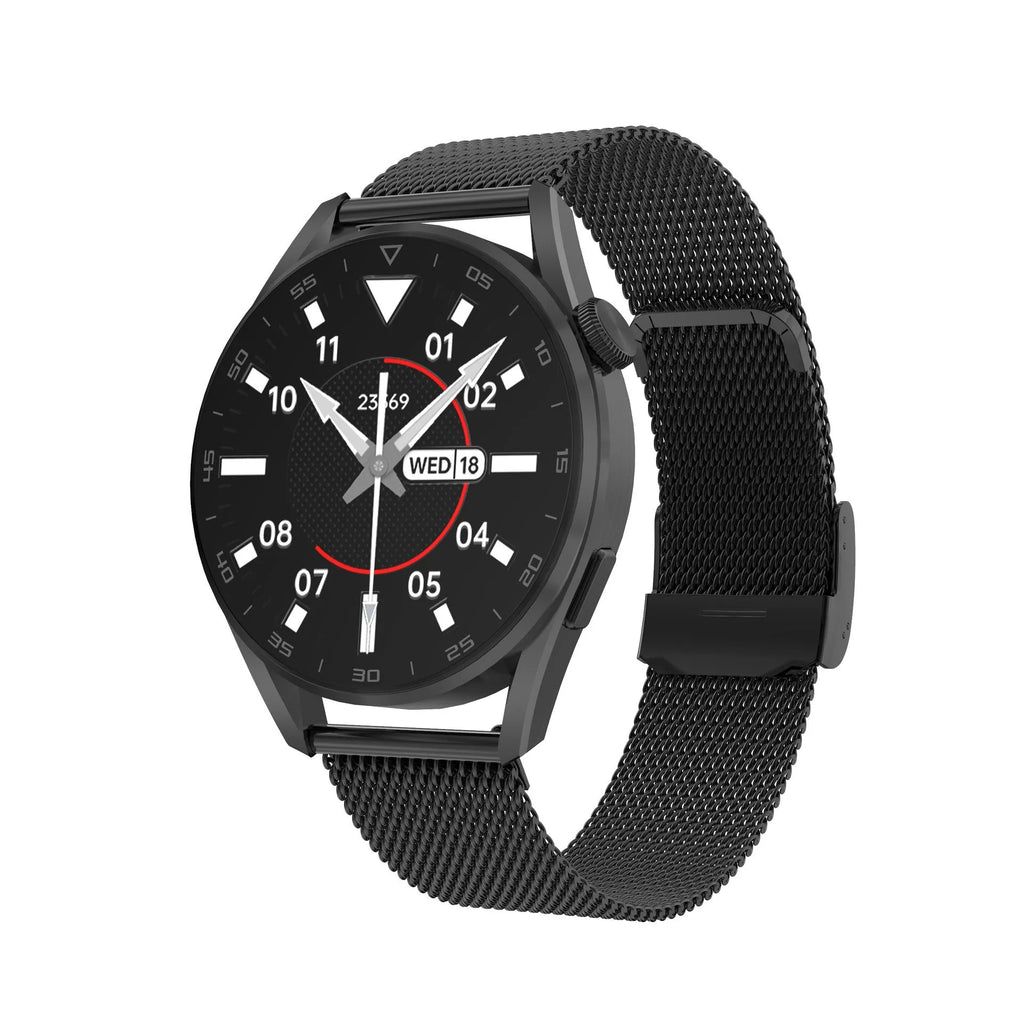 Smart watch with 1.3 inch screen showing Bluetooth call interface and scan code function