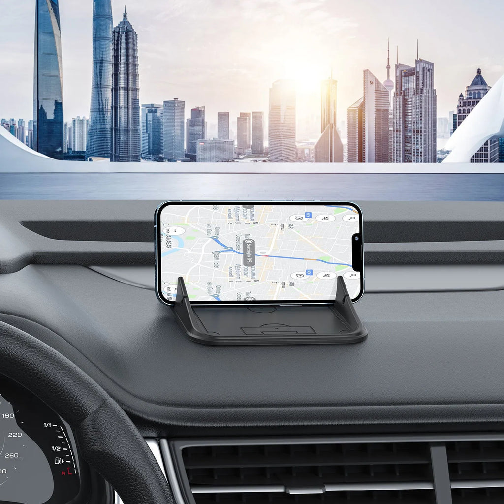 Silicone automobile phone holder in Peak-X5 colour mounted on car dashboard