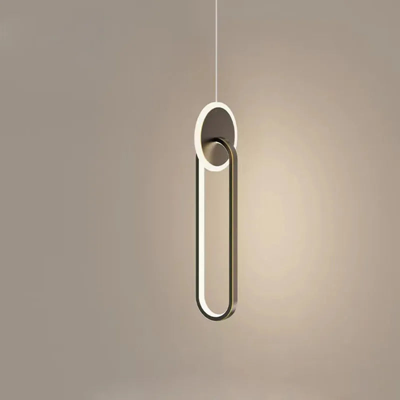Nordic double ring pendant lamp in black with adjustable height for bedroom lighting