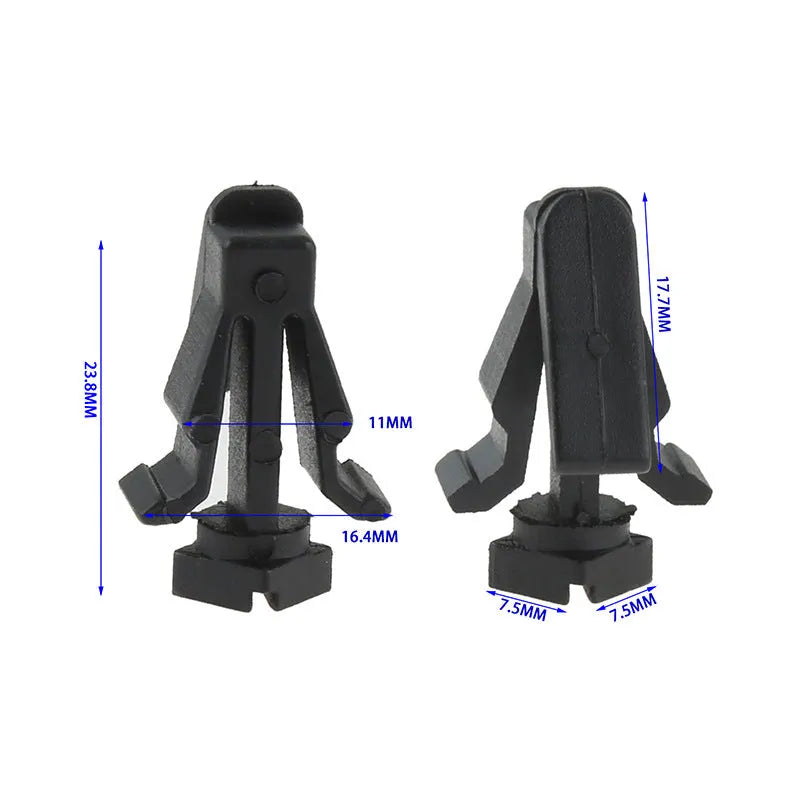 Black plastic bumper cover radiator grille fastening clip for Nissan vehicles, 76882-0M060 part