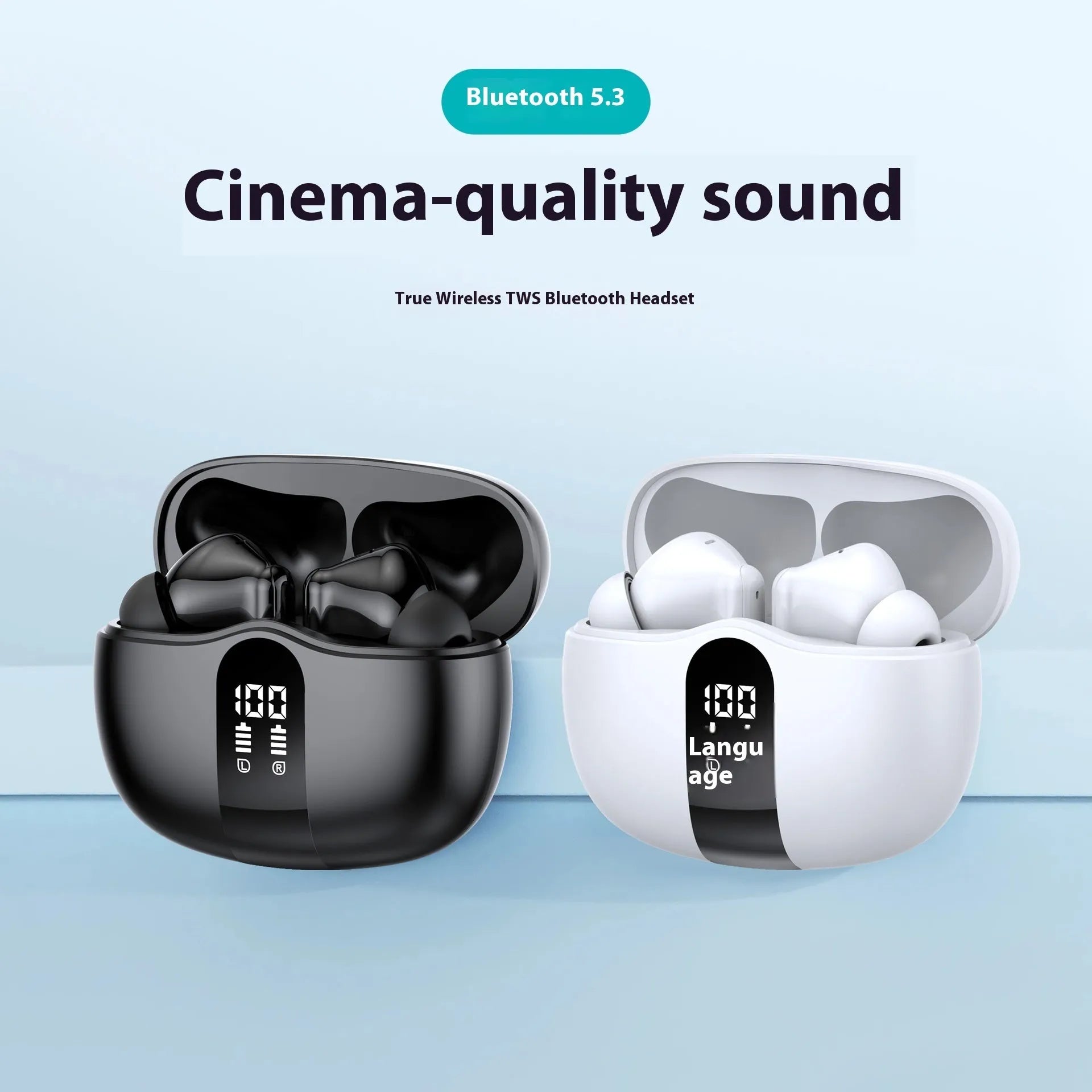 MOQ2000 noise canceling sports Bluetooth earbuds in black with charging case, Type-C interface
