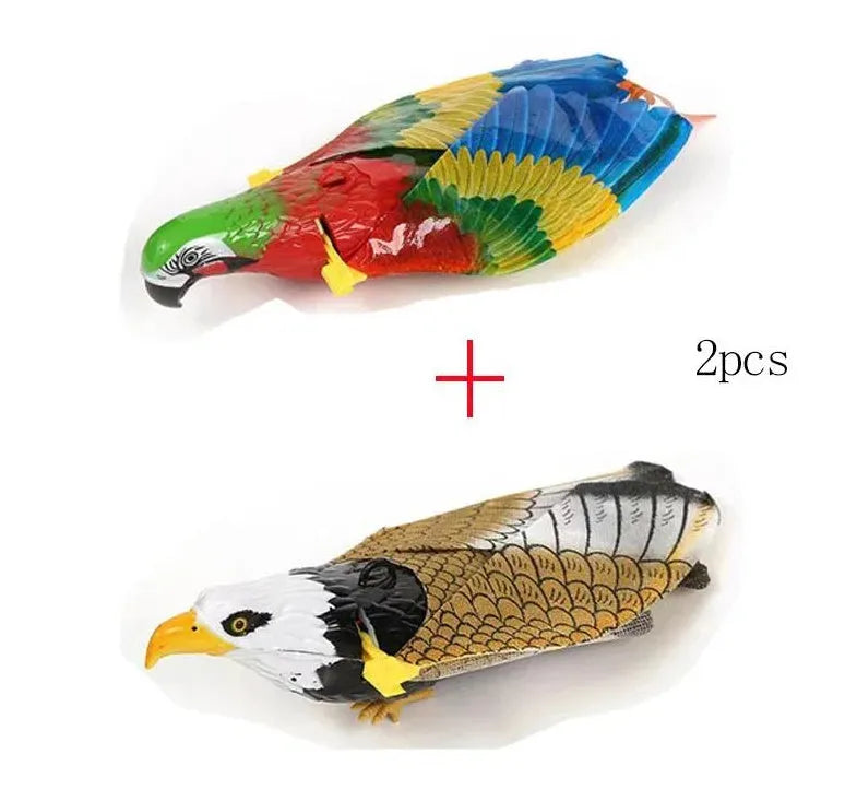 Plastic hanging simulation bird cat toy with rotating action in 25cm or 43cm size