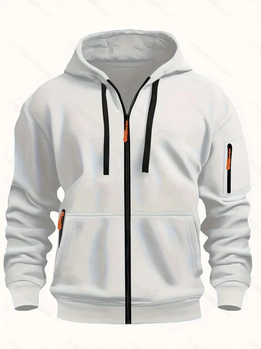 Men's zipper hooded sweatshirt cardigan coat in Army Green colour with wool lining.