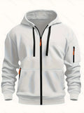 Men's zipper hooded sweatshirt cardigan coat in Army Green colour with wool lining.