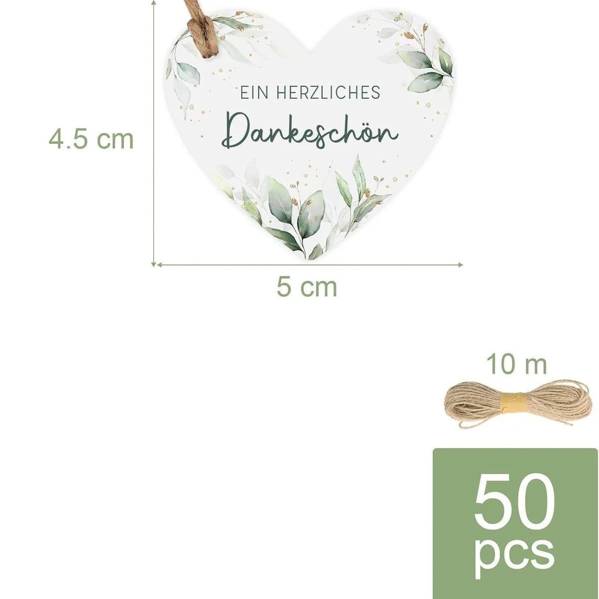 Pack of 50 floral heart-shaped paper gift tags in two colour styles for parties and weddings.