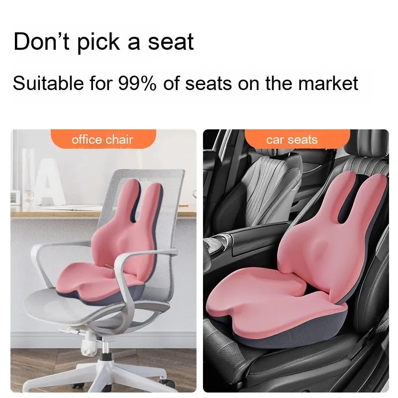 Car seat cushion and separate lumbar support pad set shown in available colours.