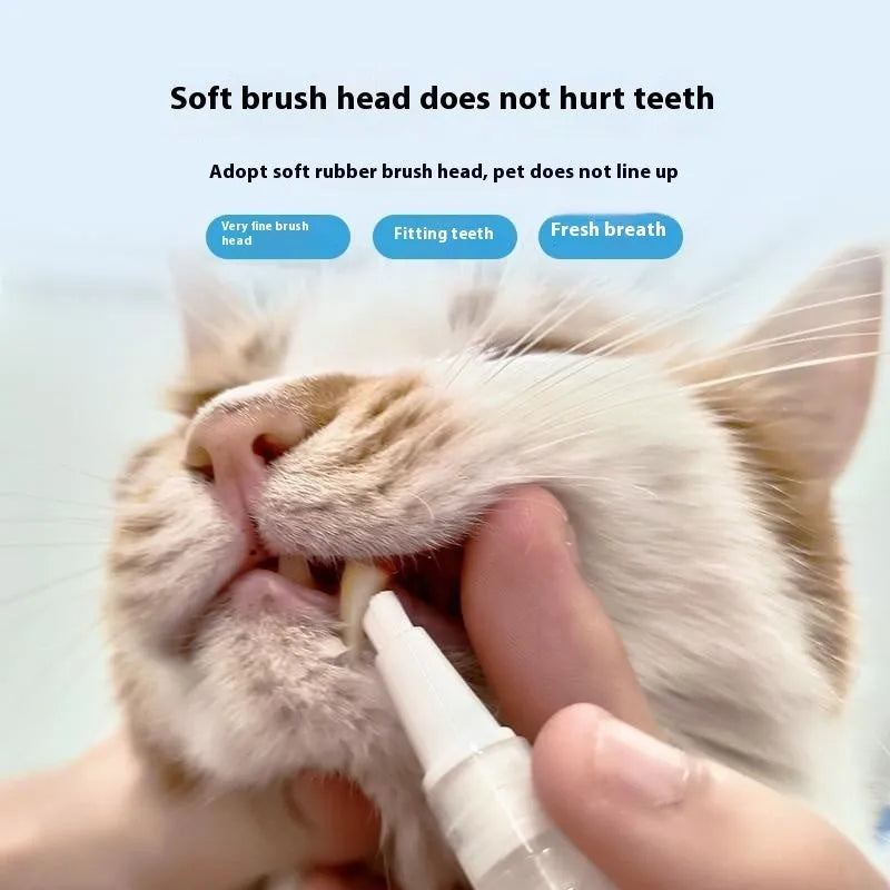 Plastic dog toothbrush pen with integrated toothpaste for canine dental care and breath freshening