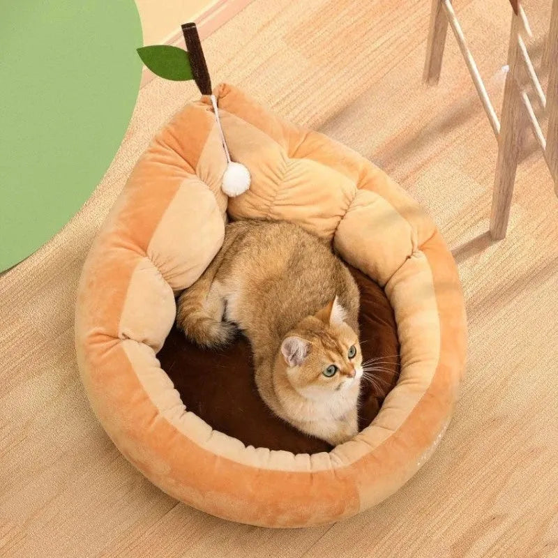 Soft cotton pet bed for cats and dogs in green colour, showing removable cover and padded interior.