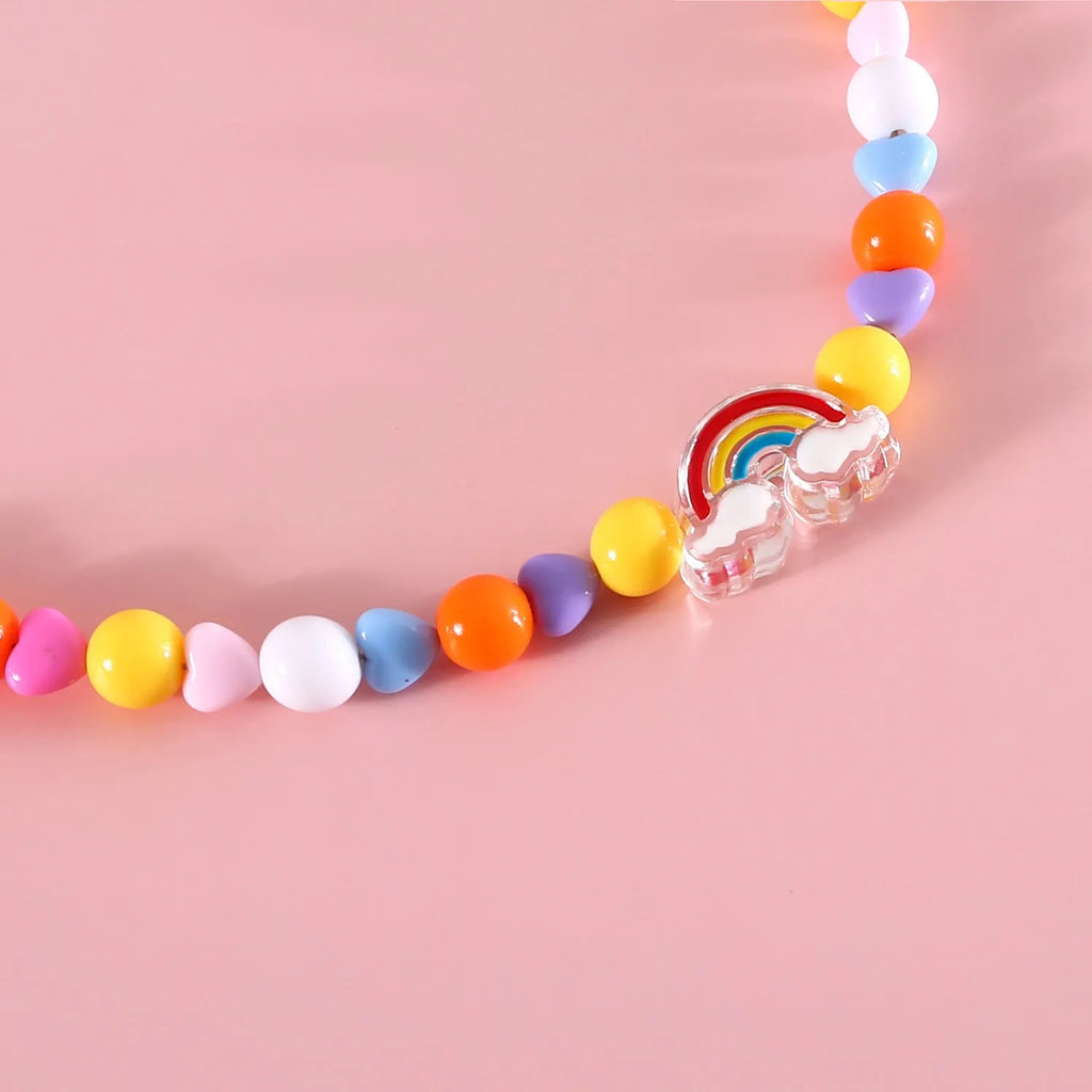Colourful plastic bead pet necklace for cats in peach pattern with adjustable sizing