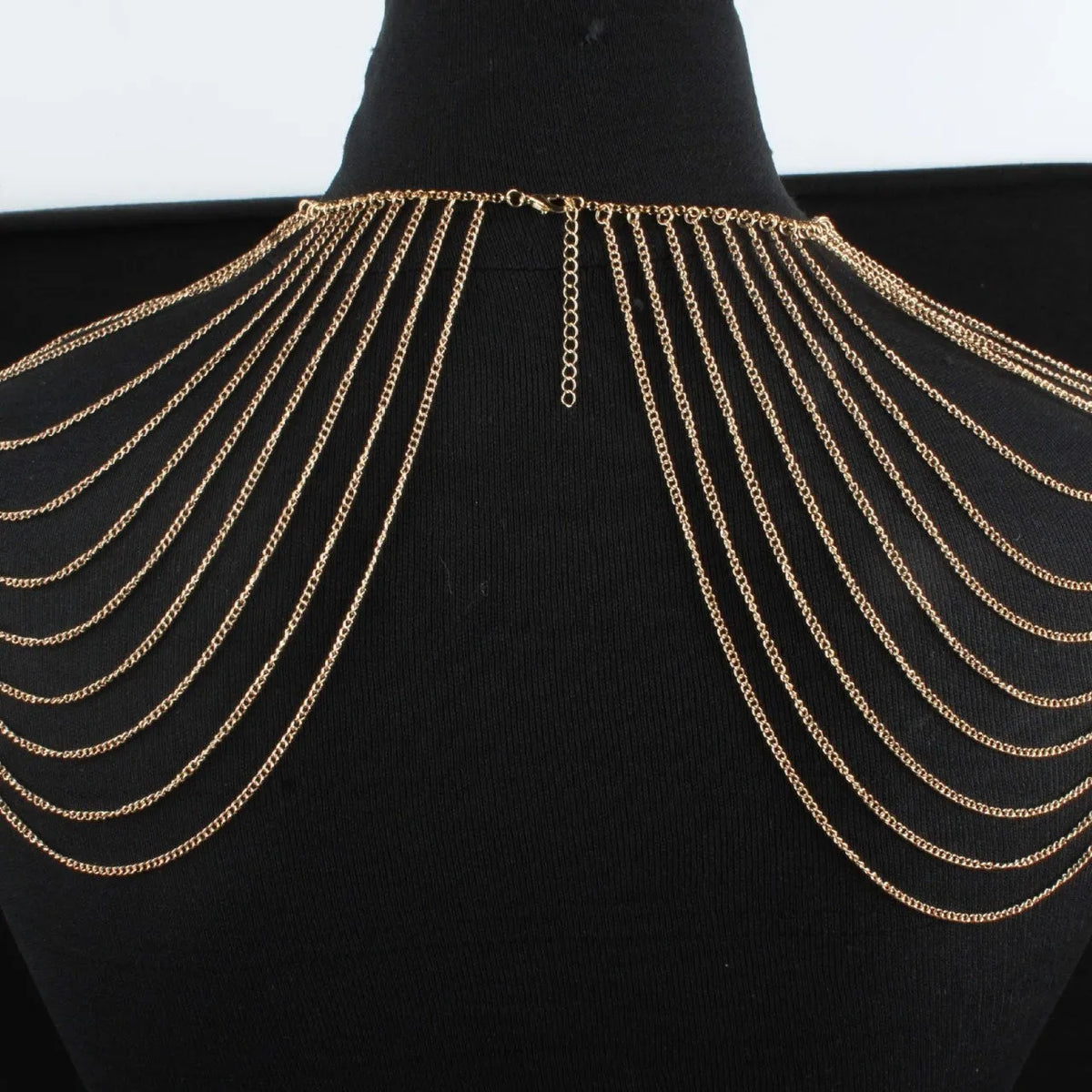 Fashion simple multi-layer body chain for women in gold electroplated alloy, styled as shoulder jewellery