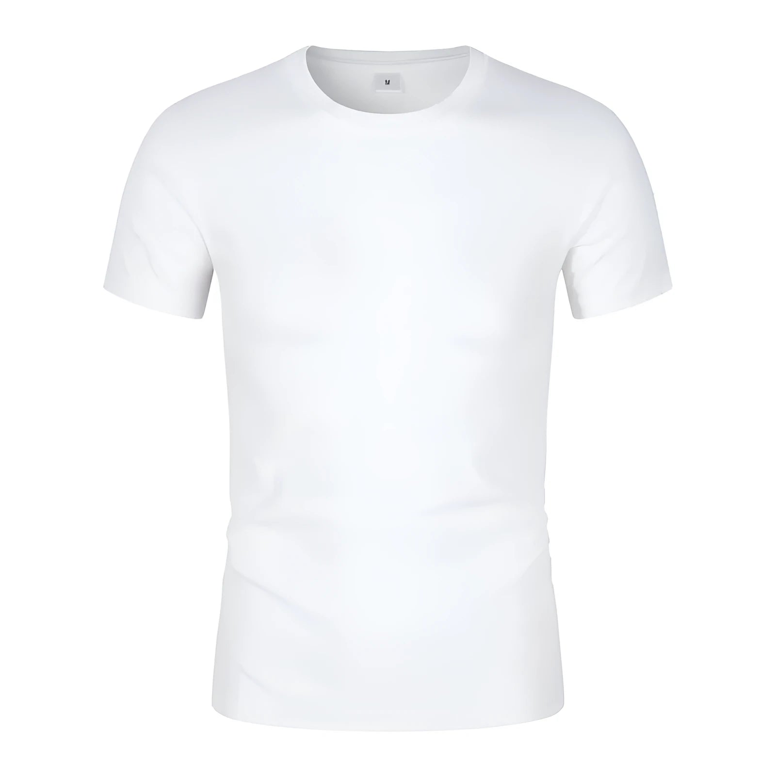 Men's CVC cotton short-sleeved round neck T-shirt in white and black solid colours