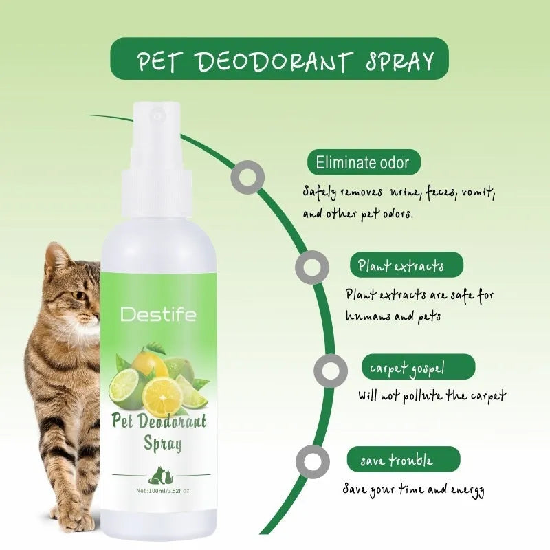 100ml lemon pet deodorant spray bottle for cats and dogs cleaning