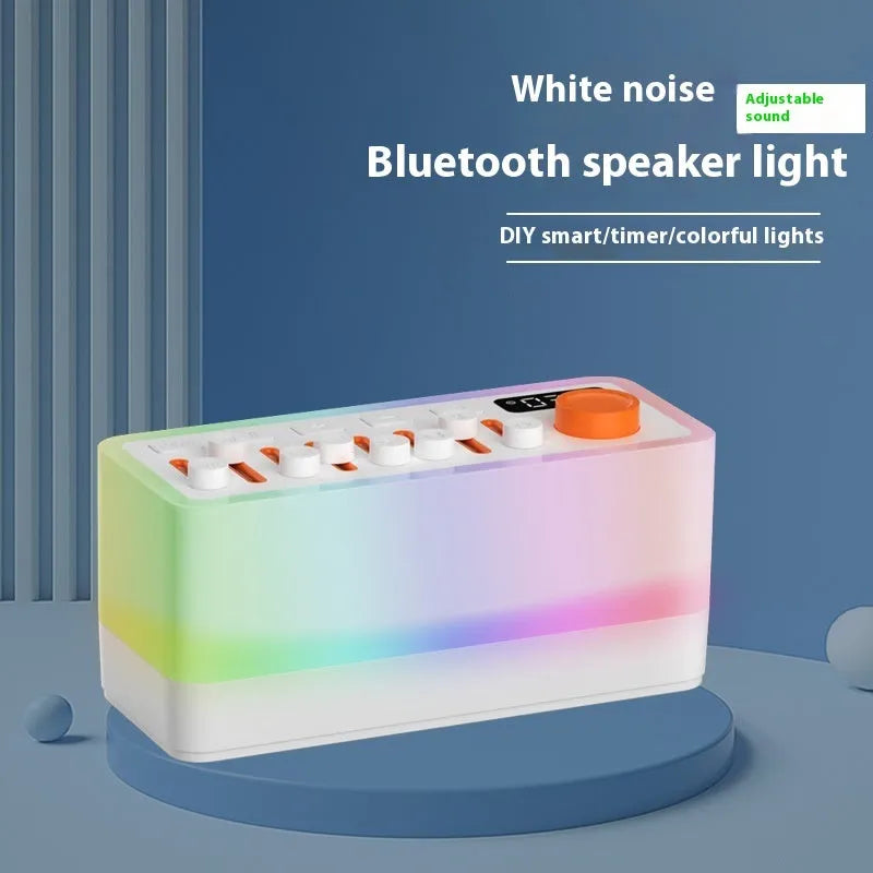 White Noise Sleep Sound Machine DIY Bluetooth-compatible Stereo Light RGB Seven-color Atmosphere Night Light with 8 Sleep Sounds and 2600mAh Battery