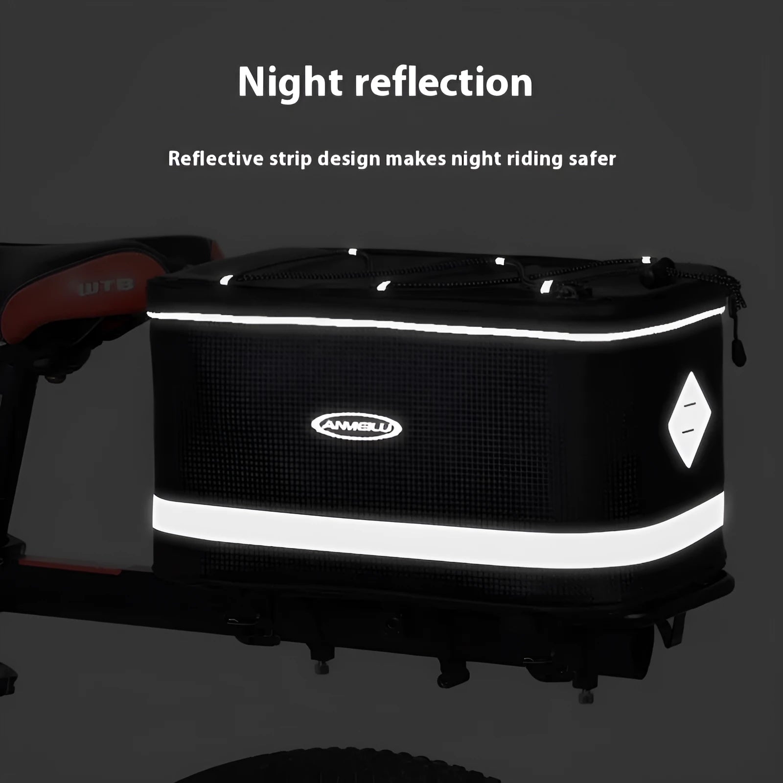 Black waterproof PU leather car bag for bicycle gear storage with 12L capacity