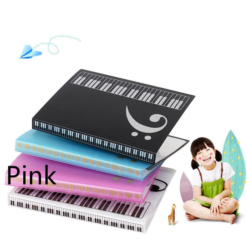 A4 piano score folder with transparent removable inserts for sheet music organisation