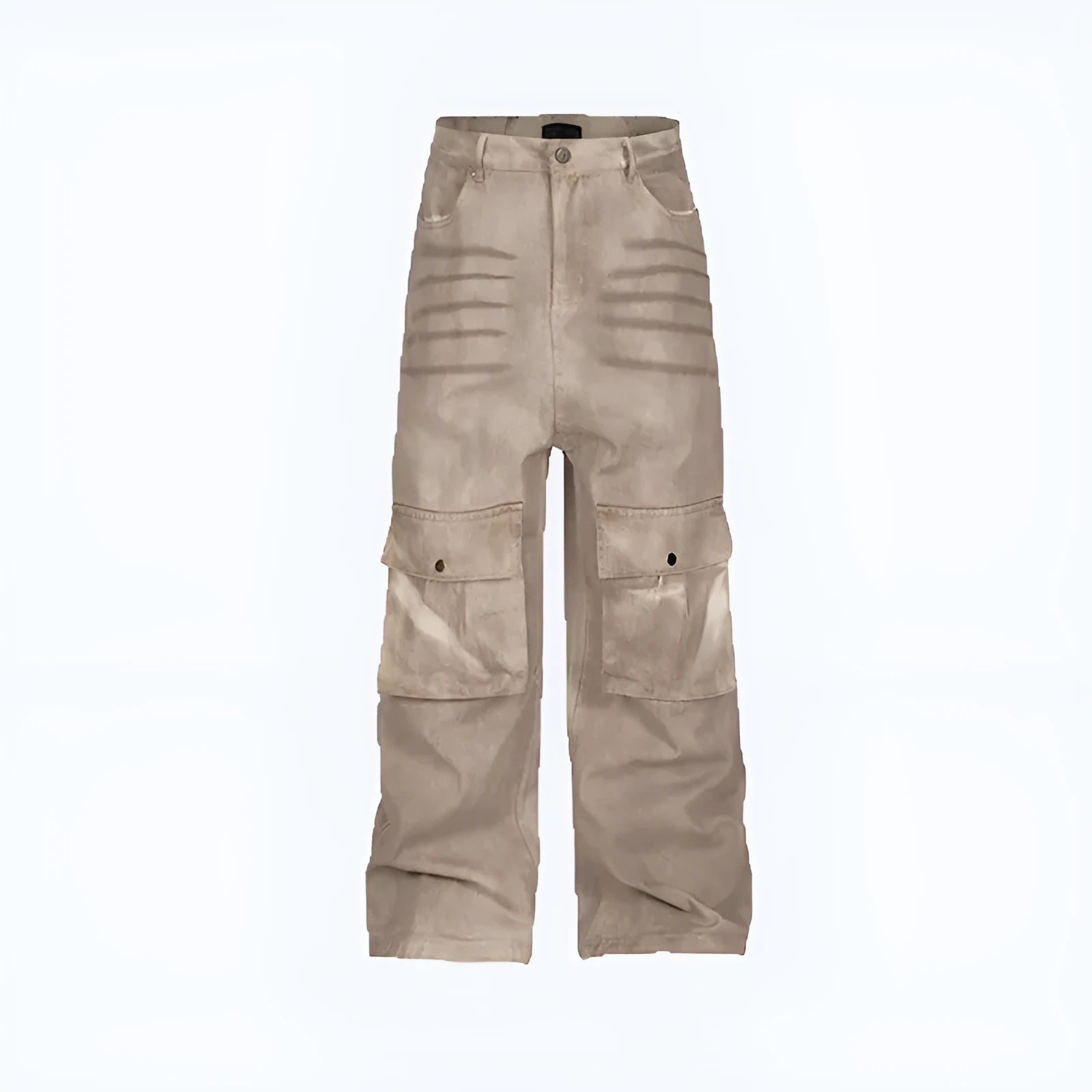 Marble dark straight loose A-line cotton denim trousers for teenage leisure wear