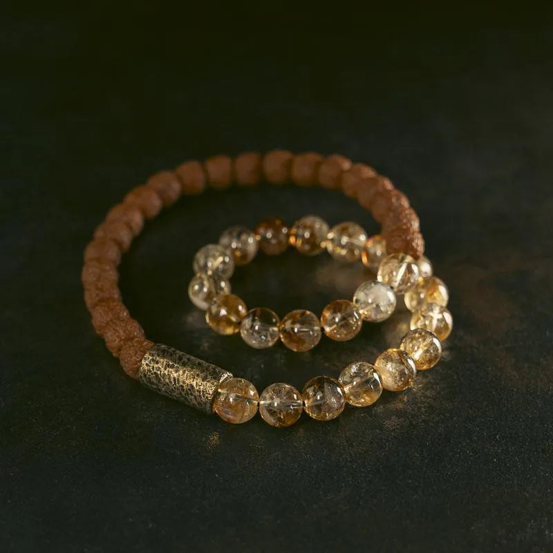Retro double circle LCD bracelet in citrine colour for boys and girls sizes 15 to 18
