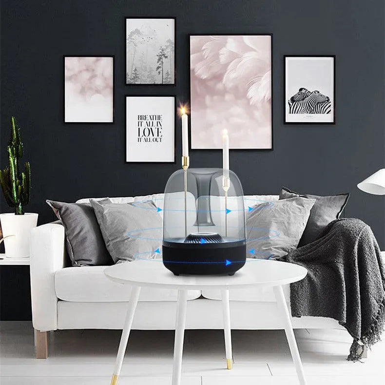 Blue Glass desktop mini Bluetooth speaker in black plastic finish with bass, USB interface, and press keys