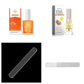 Nail anti-bite bitter nail water 15ml glass bottle with treatment solution and two nail files on white background