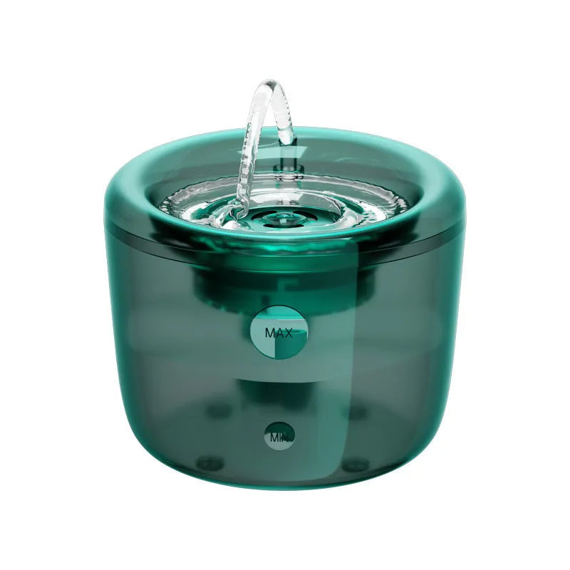 Grey pet automatic water fountain with USB cable and circulating filter system