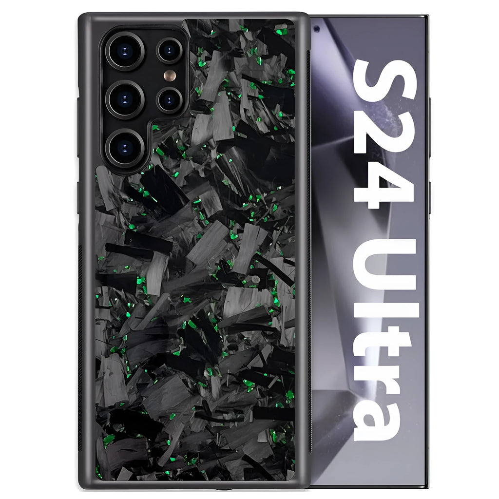 Carbon fiber forged large grain phone case for Samsung Galaxy in black, slim protective case with textured finish.