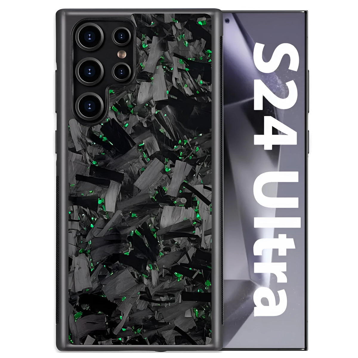 Carbon fiber forged large grain phone case for Samsung Galaxy in black, slim protective case with textured finish.