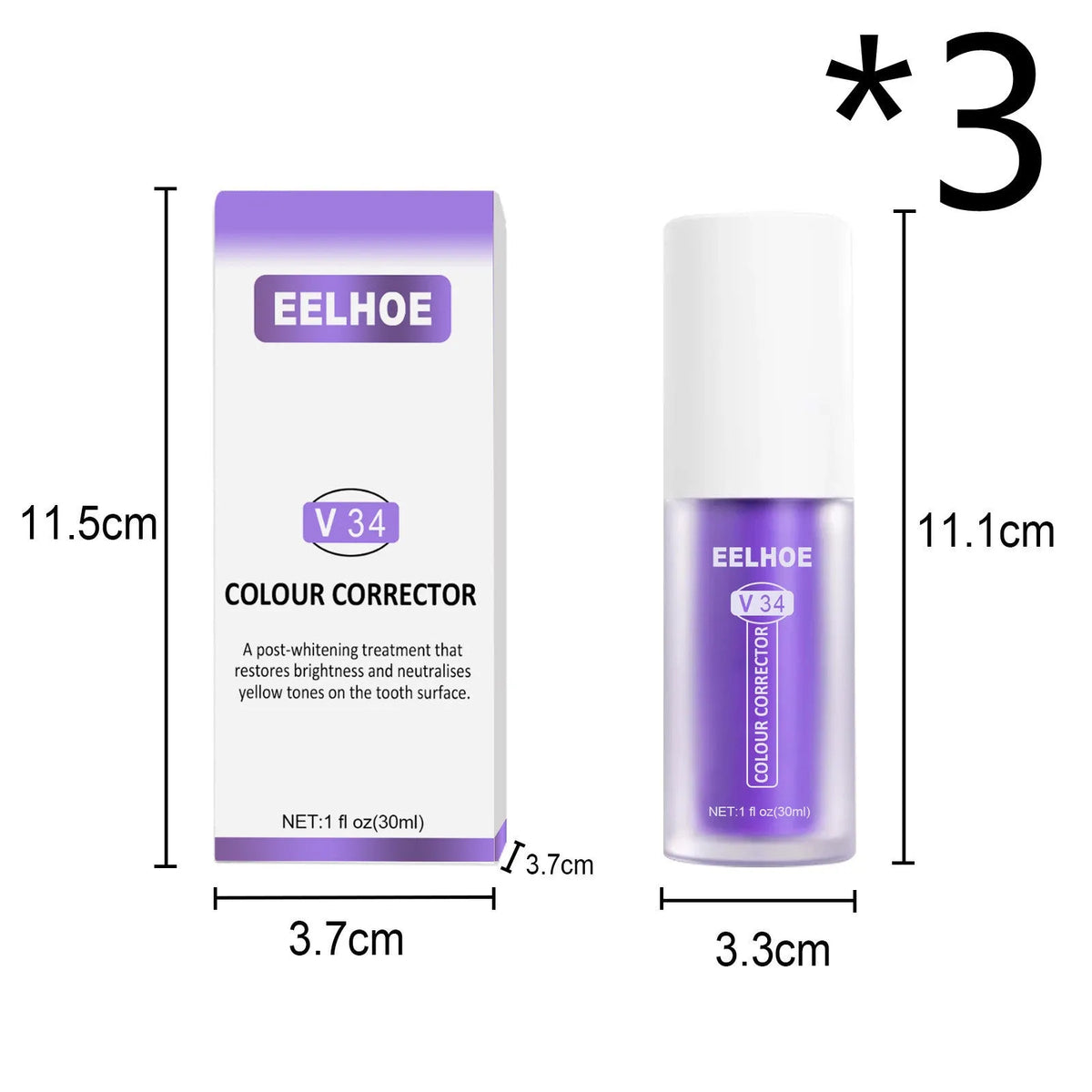 30ml fluoride-free oral cleaning care liquid for whitening teeth, compact 12.5cm x 3.4cm x 3.4cm