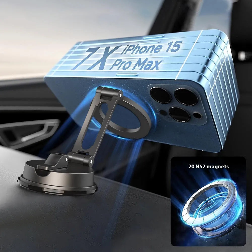 Black H154 car magnetic phone holder with suction cup mount on a dashboard
