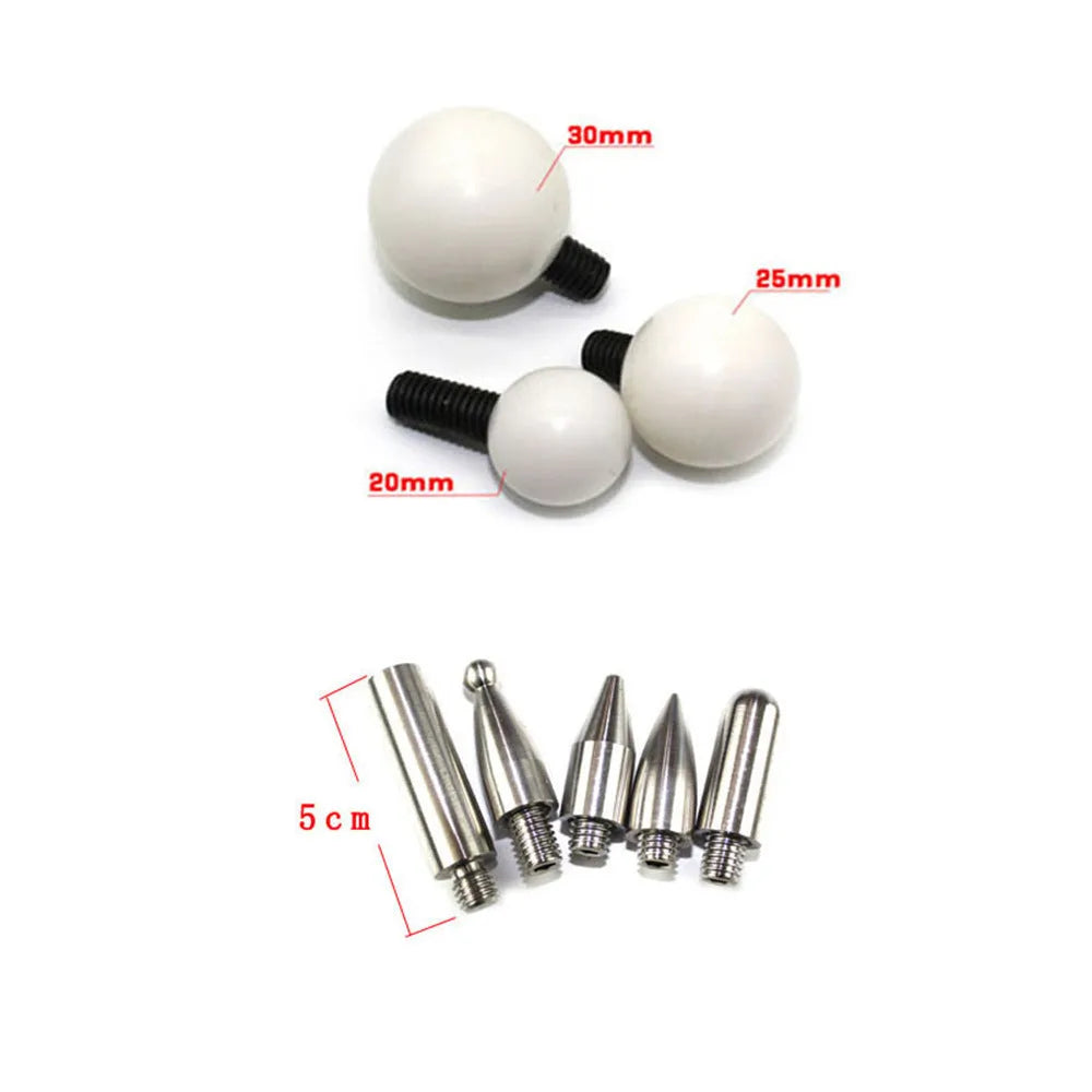 Silver spring steel car dent repair hook tool with 16 replaceable heads for no-paint dent removal