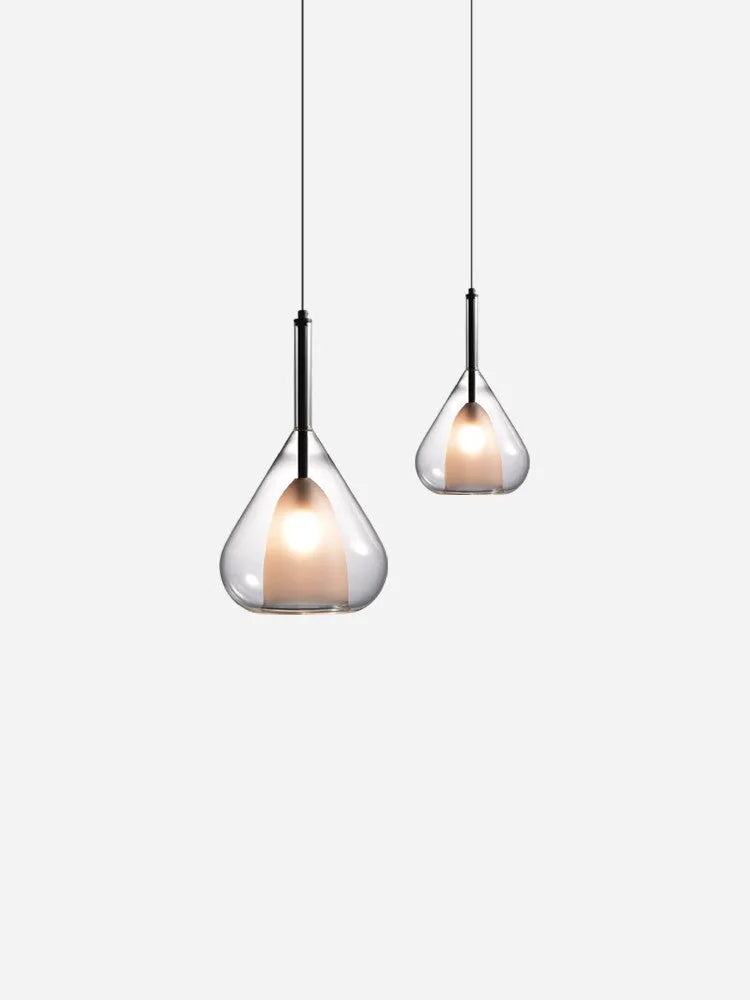 All copper art glass long line chandelier with LED light source for bedroom study