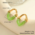 Women's stainless steel drop earrings with colour resin stitching and 18K electroplated finish in pink option