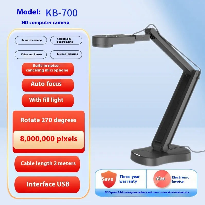 USB computer camera with microphone and autofocus for video calls and streaming