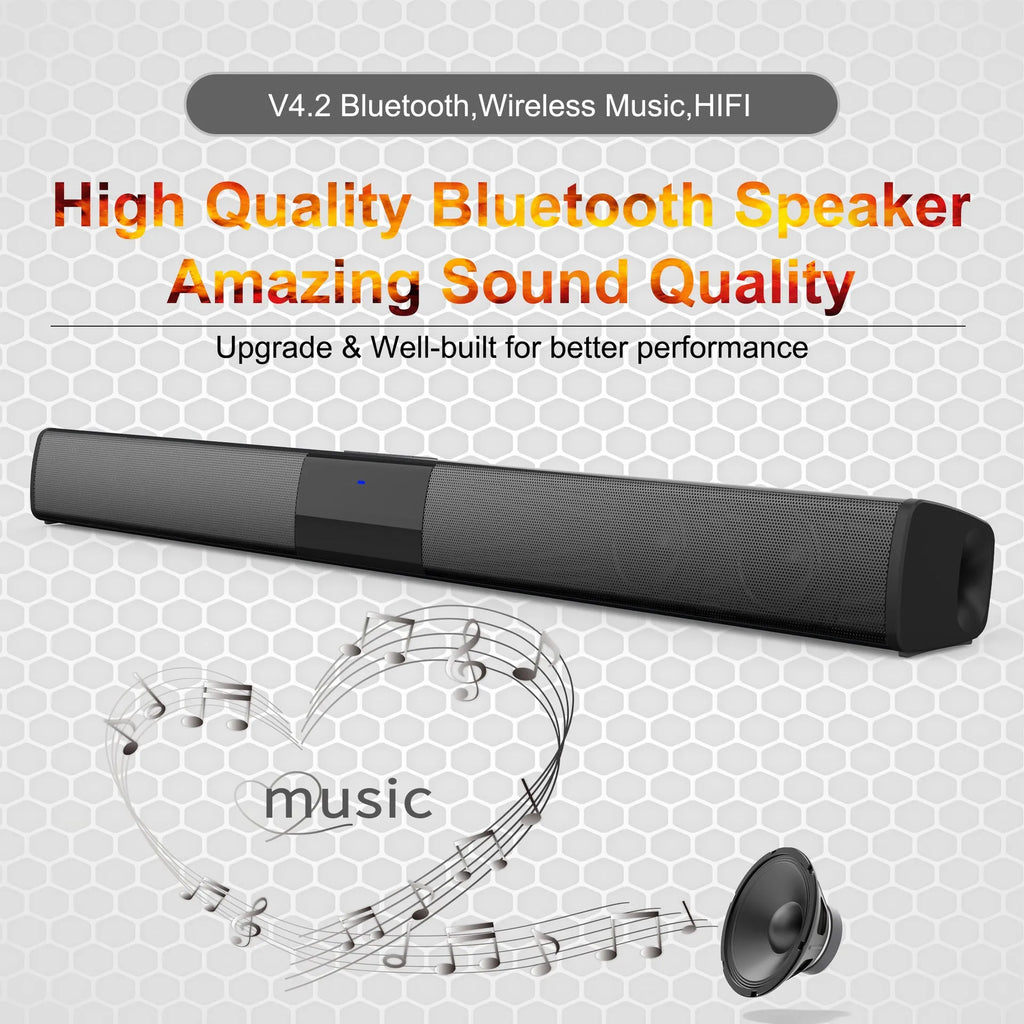 Black Bluetooth home theatre speaker with 550mm BS28B or 330mm BS28A unit, remote, data cable and plug