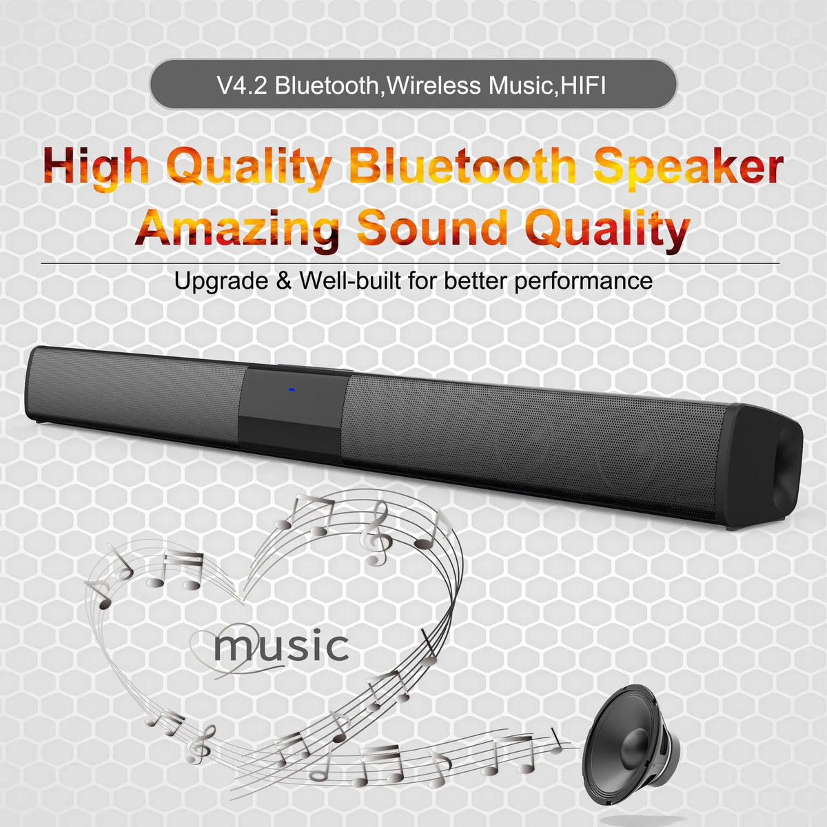 Black Bluetooth home theatre speaker with 550mm BS28B or 330mm BS28A unit, remote, data cable and plug