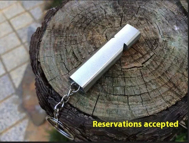 Gold and silver aluminium alloy double hole outdoor survival whistle
