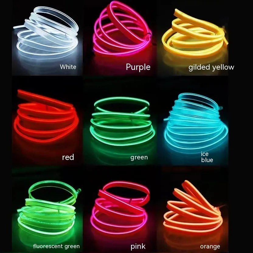 Six metre long USB-powered LED light strip for car interior ambient lighting in multiple colours.