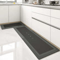 Blended machine-woven floor mat shown in blue, available in oval and rectangle shapes and three sizes.