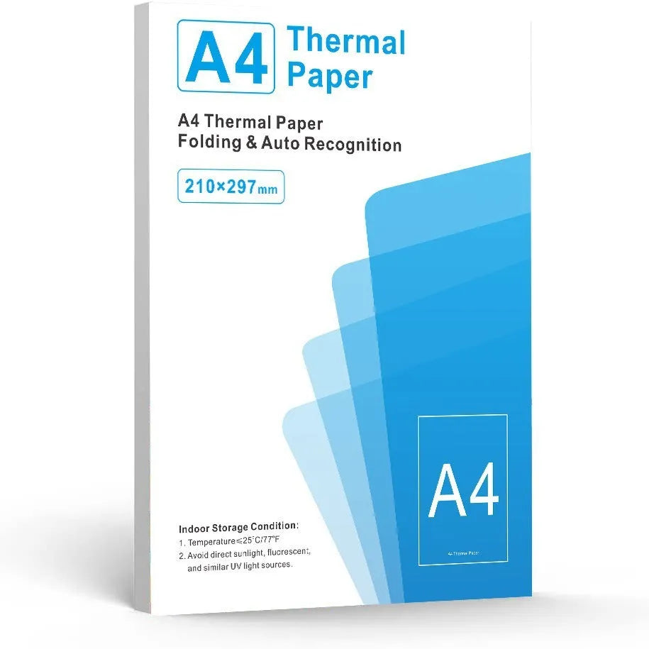 White A4 thermal printer paper sheets showing three-proof quick-drying properties for enterprise use