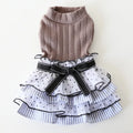 Polka dot lace princess dress for small pets with tulle skirt in purple, black, or coffee colours