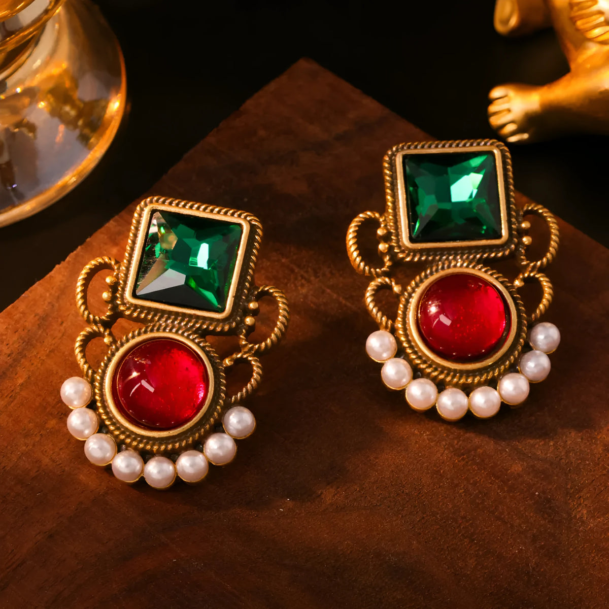 Colourful jelly glaze flower earrings, electroplated alloy studs, 3.8 x 2.9cm, Chinese style
