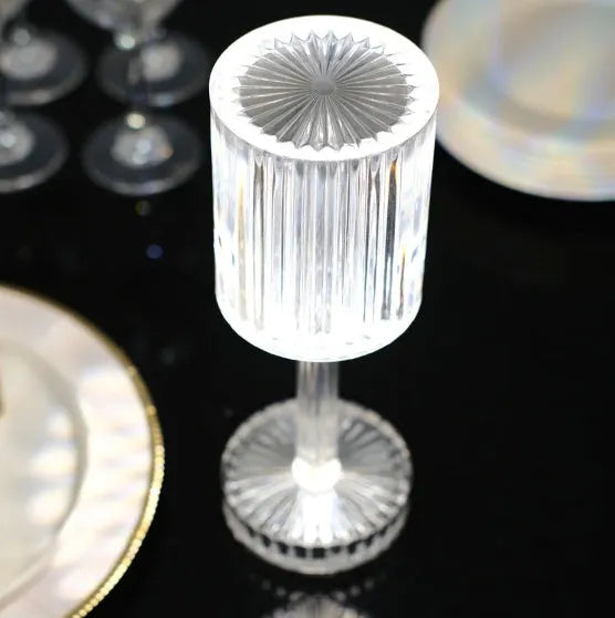 Diamond crystal glass table lamp with transparent finish for bedside, bar, or table atmosphere lighting