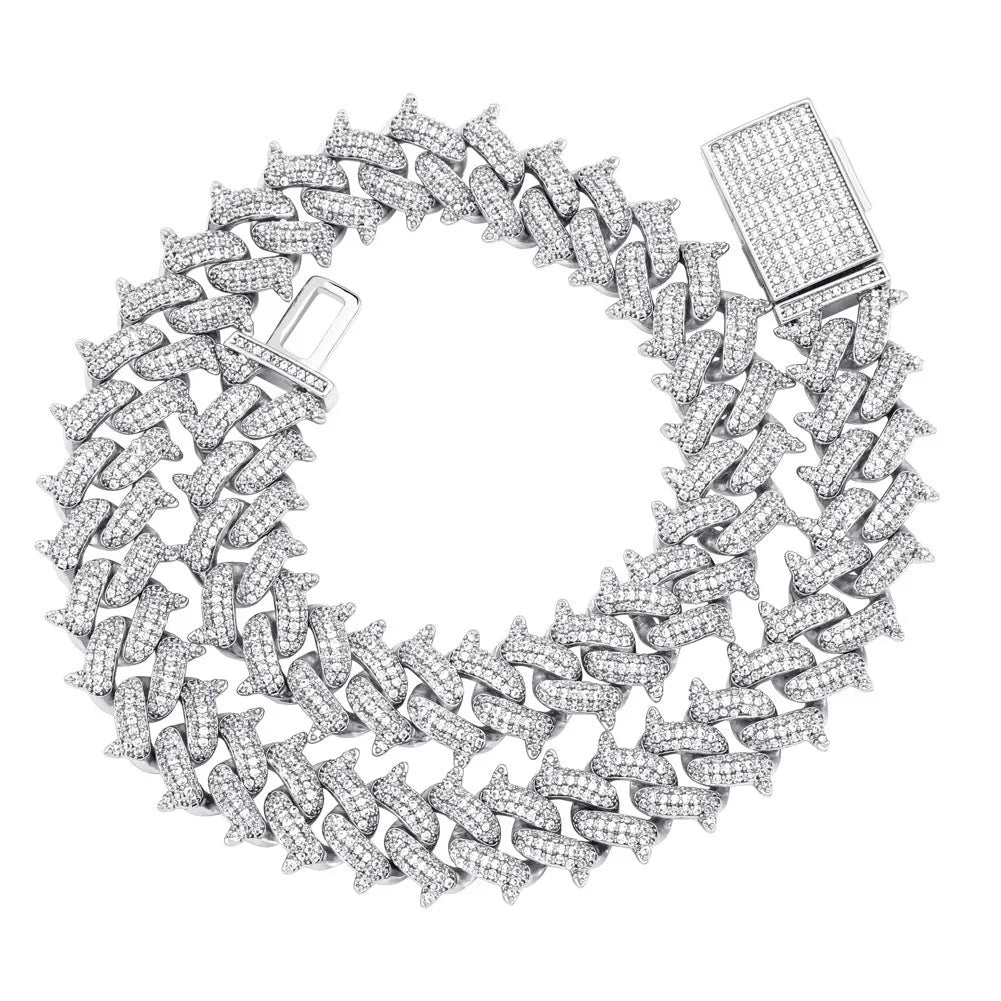 Men's hip hop thorn copper Cuban link chain in gold, silver or rose gold, 7 to 24 inches