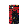 Retro cat eye design hard shell phone case for iPhone, shown in glossy and frosted finish options.