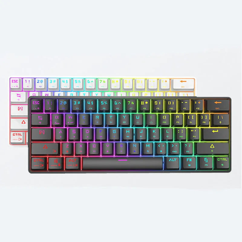 Wireless Bluetooth keyboard with colourful PBT keycaps in black casing on a desk