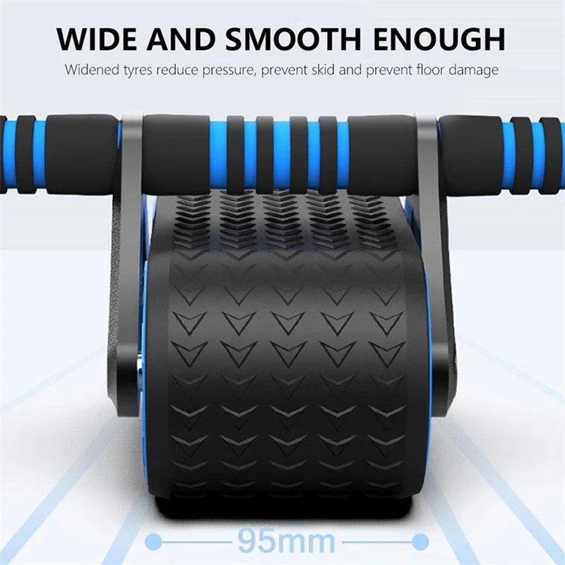 Premium Abdominal Workout Roller with Dual Wheels, Comfortable Grip, and Automatic Rebound Action for Core Strengthening and Fitness Training